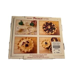 Williams-Sonoma Holiday.Pie Crust Cutters 4 Pc  Snowflake Tree Holly Snowman New